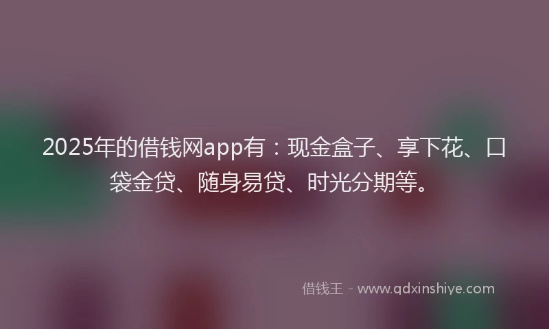 2025年的借钱网app有：现金盒子、享下花、口袋金贷、随身易贷、时光分期等。