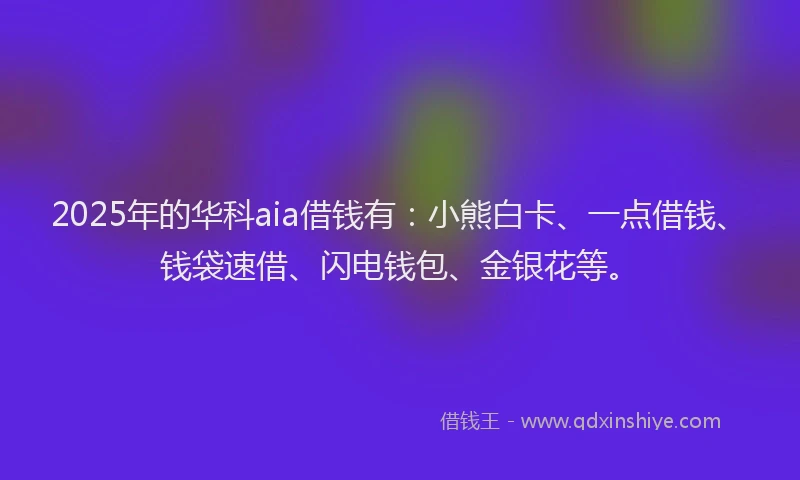 2025年的华科aia借钱有：小熊白卡、一点借钱、钱袋速借、闪电钱包、金银花等。
