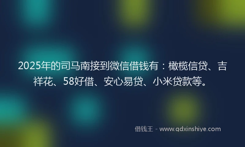2025年的司马南接到微信借钱有：橄榄信贷、吉祥花、58好借、安心易贷、小米贷款等。