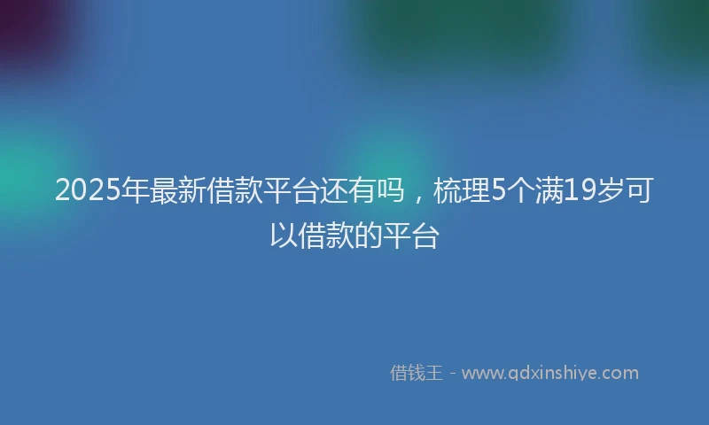 2025年最新借款平台还有吗，梳理5个满19岁可以借款的平台