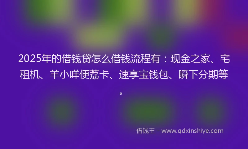 2025年的借钱贷怎么借钱流程有：现金之家、宅租机、羊小咩便荔卡、速享宝钱包、瞬下分期等。