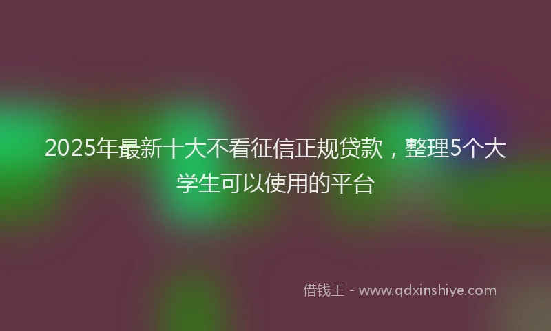 2025年最新十大不看征信正规贷款，整理5个大学生可以使用的平台