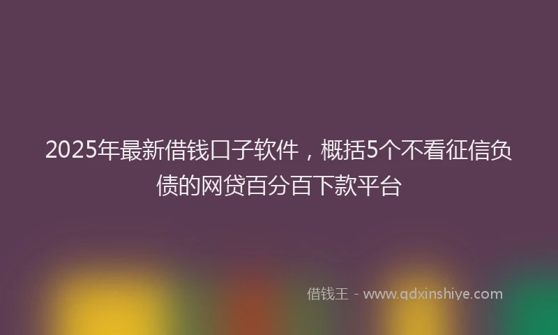 2025年最新借钱口子软件，概括5个不看征信负债的网贷百分百下款平台