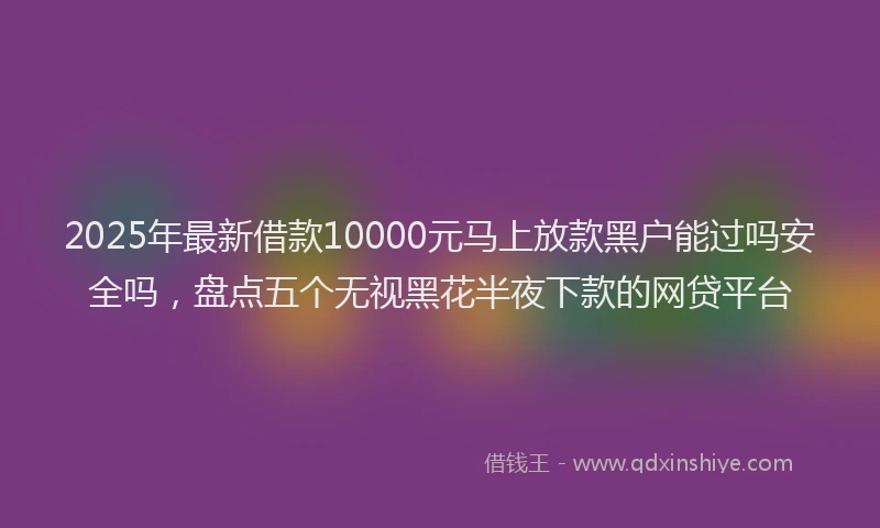 2025年最新借款10000元马上放款黑户能过吗安全吗，盘点五个无视黑花半夜下款的网贷平台