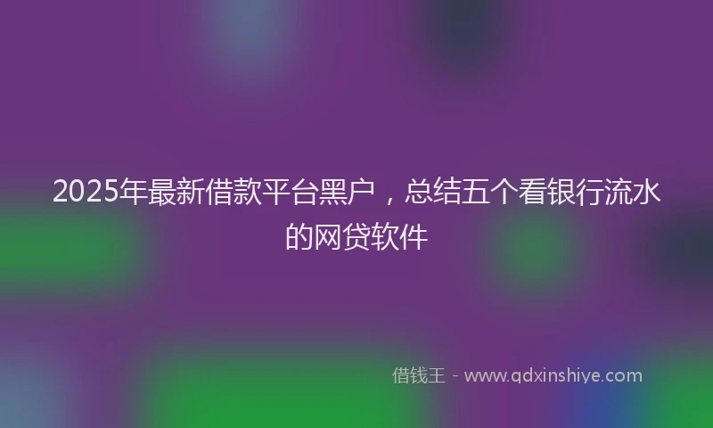 2025年最新借款平台黑户，总结五个看银行流水的网贷软件