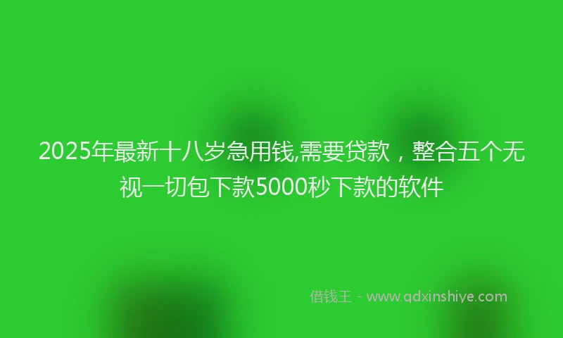 2025年最新十八岁急用钱,需要贷款，整合五个无视一切包下款5000秒下款的软件