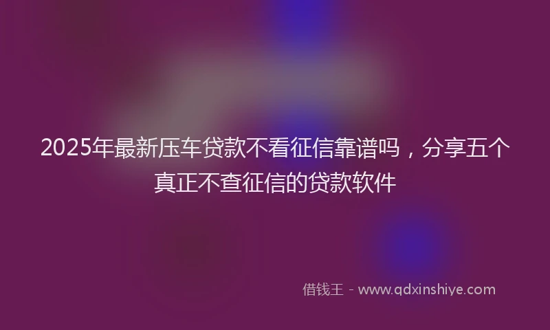 2025年最新压车贷款不看征信靠谱吗，分享五个真正不查征信的贷款软件