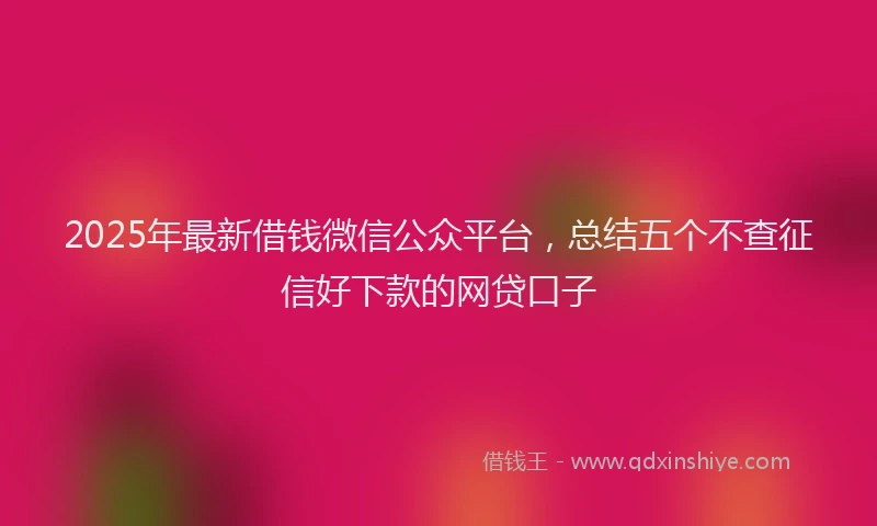 2025年最新借钱微信公众平台，总结五个不查征信好下款的网贷口子