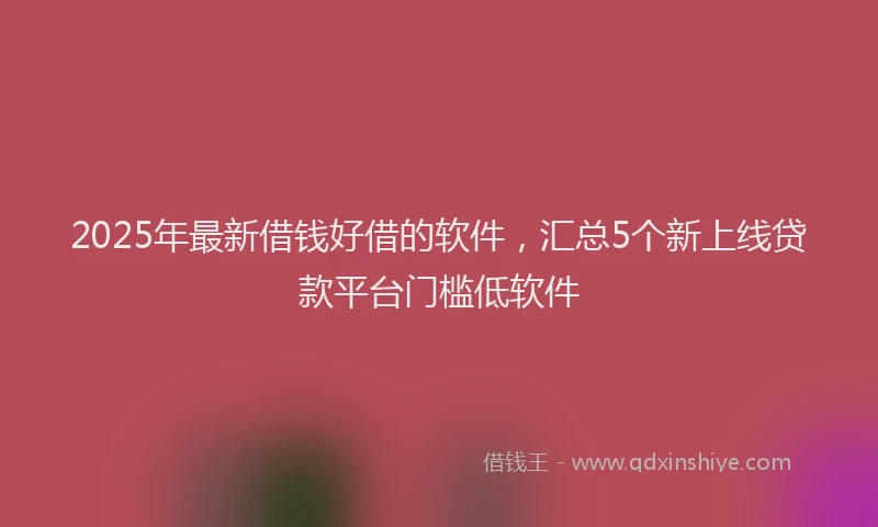 2025年最新借钱好借的软件，汇总5个新上线贷款平台门槛低软件