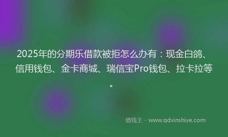 2025年的分期乐借款被拒怎么办有：现金白鸽、信用钱包、金卡商城、瑞信宝Pro钱包、拉卡拉等。