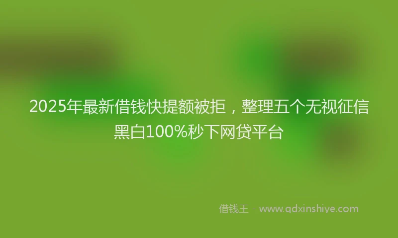 2025年最新借钱快提额被拒，整理五个无视征信黑白100%秒下网贷平台