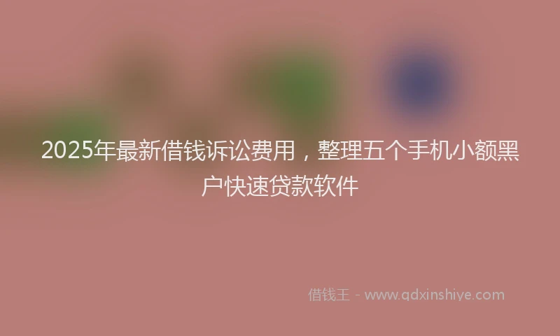 2025年最新借钱诉讼费用，整理五个手机小额黑户快速贷款软件