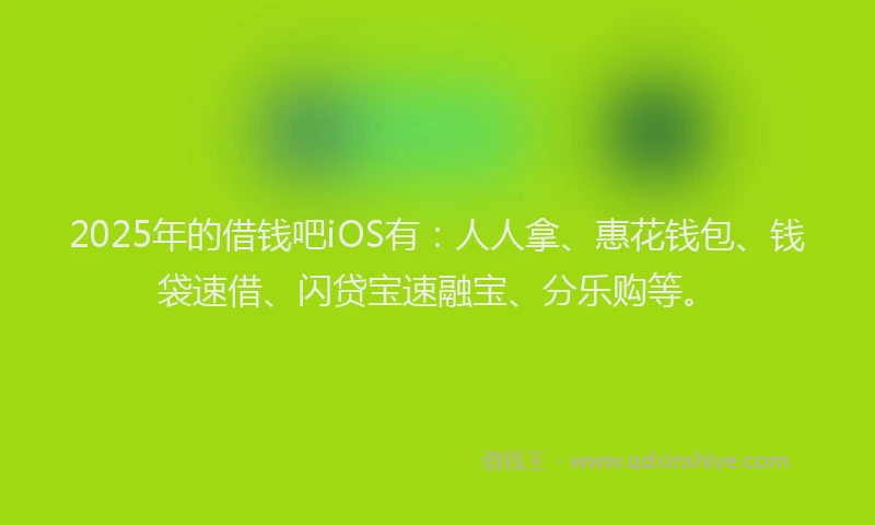 2025年的借钱吧iOS有：人人拿、惠花钱包、钱袋速借、闪贷宝速融宝、分乐购等。