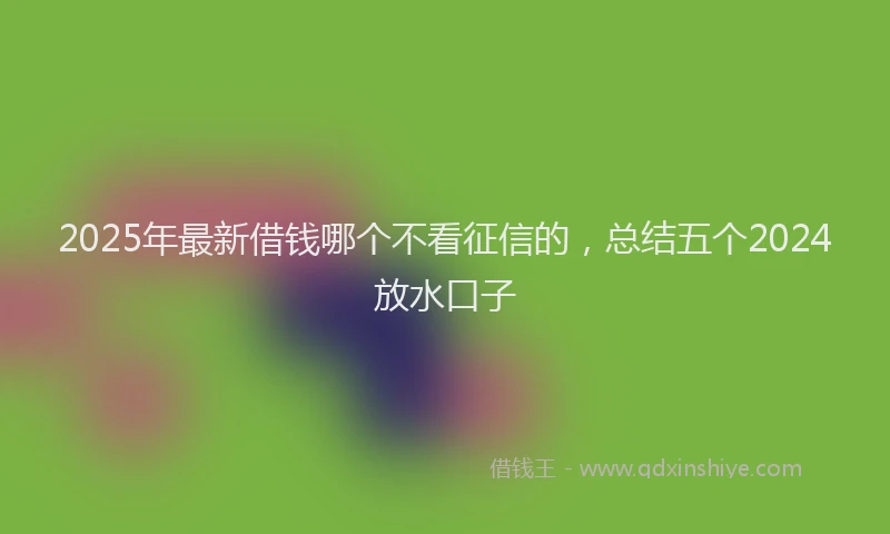 2025年最新借钱哪个不看征信的，总结五个2024放水口子