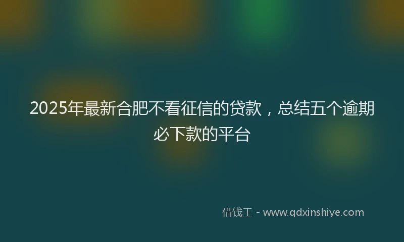 2025年最新合肥不看征信的贷款，总结五个逾期必下款的平台