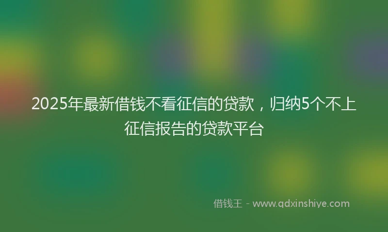 2025年最新借钱不看征信的贷款，归纳5个不上征信报告的贷款平台