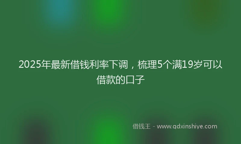 2025年最新借钱利率下调，梳理5个满19岁可以借款的口子