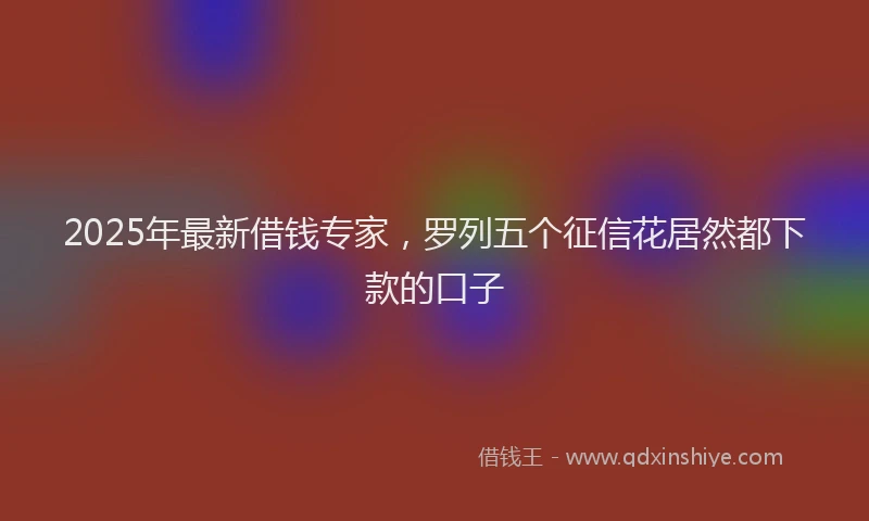 2025年最新借钱专家，罗列五个征信花居然都下款的口子