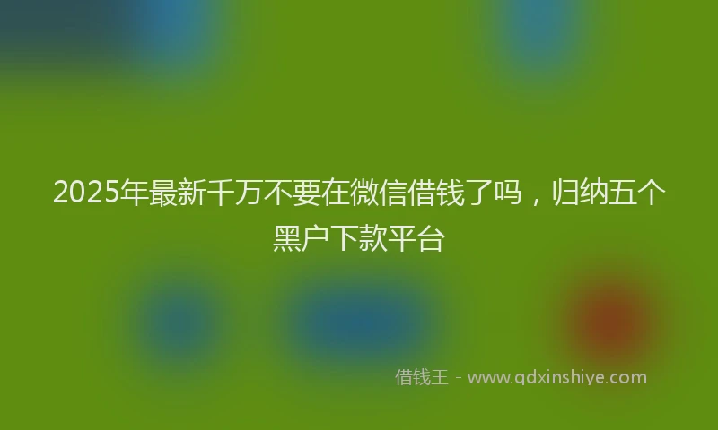 2025年最新千万不要在微信借钱了吗，归纳五个黑户下款平台