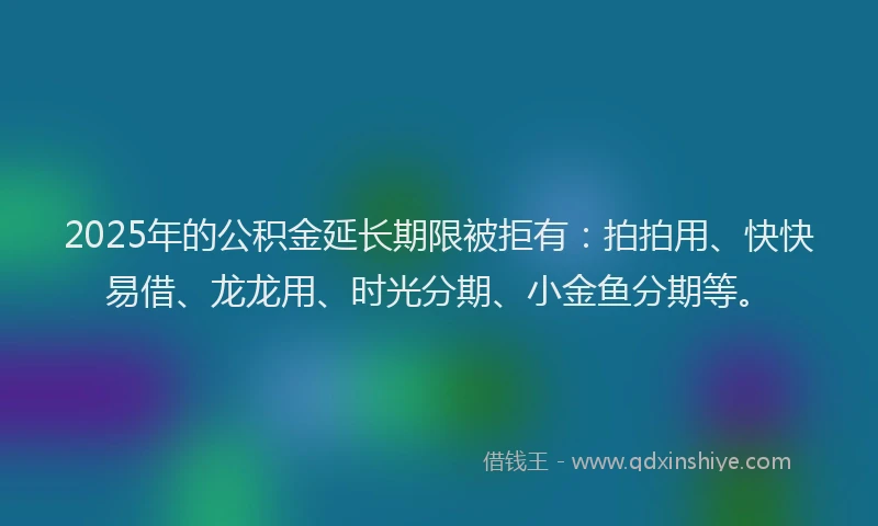 2025年的公积金延长期限被拒有：拍拍用、快快易借、龙龙用、时光分期、小金鱼分期等。