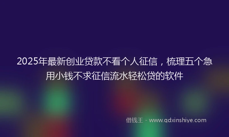 2025年最新创业贷款不看个人征信，梳理五个急用小钱不求征信流水轻松贷的软件