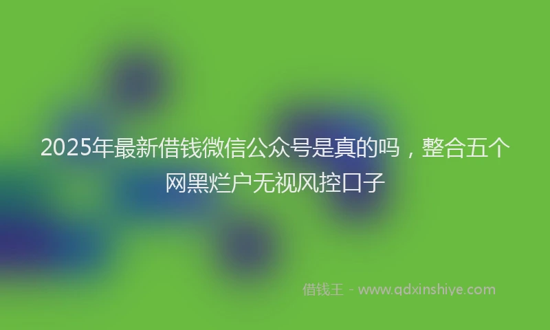 2025年最新借钱微信公众号是真的吗，整合五个网黑烂户无视风控口子