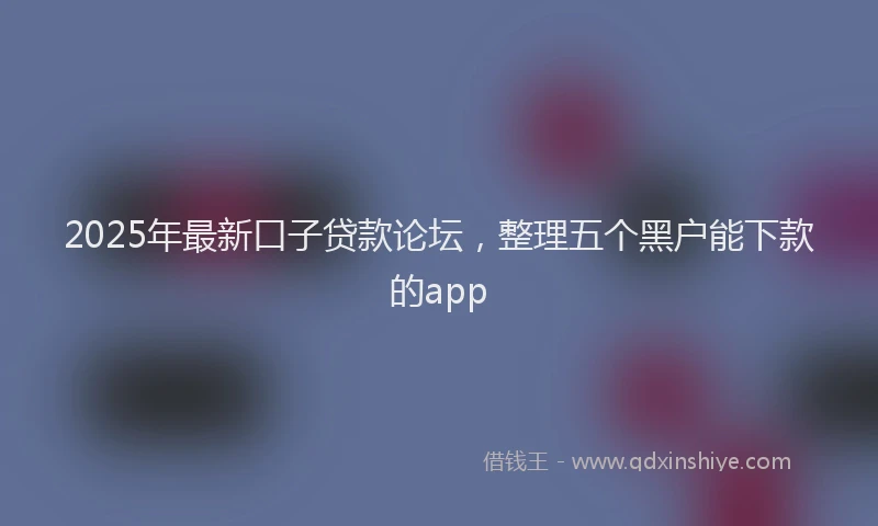 2025年最新口子贷款论坛，整理五个黑户能下款的app