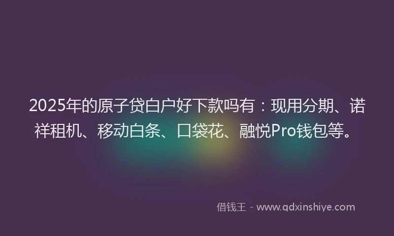 2025年的原子贷白户好下款吗有：现用分期、诺祥租机、移动白条、口袋花、融悦Pro钱包等。