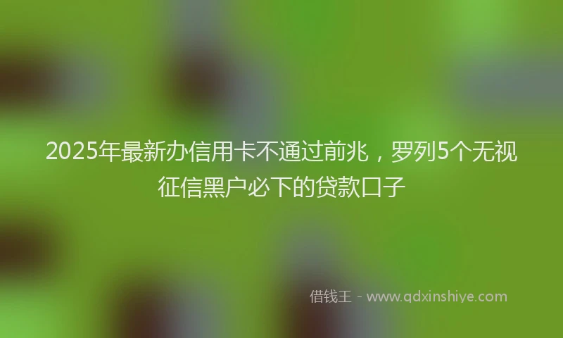 2025年最新办信用卡不通过前兆，罗列5个无视征信黑户必下的贷款口子