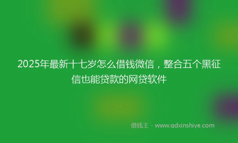 2025年最新十七岁怎么借钱微信，整合五个黑征信也能贷款的网贷软件