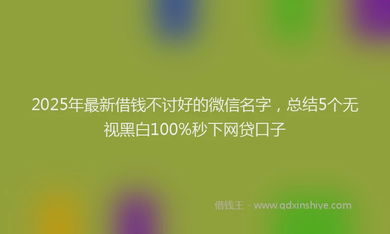2025年最新借钱不讨好的微信名字，总结5个无视黑白100%秒下网贷口子