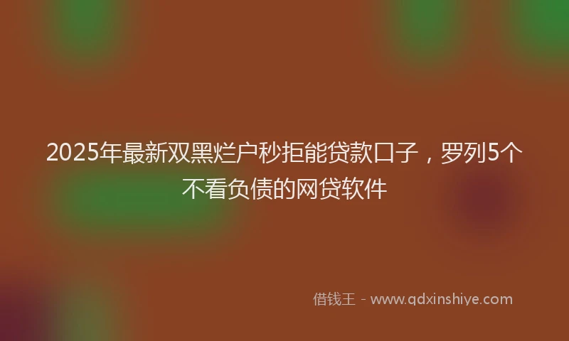 2025年最新双黑烂户秒拒能贷款口子，罗列5个不看负债的网贷软件