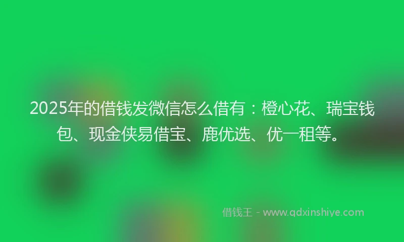 2025年的借钱发微信怎么借有：橙心花、瑞宝钱包、现金侠易借宝、鹿优选、优一租等。