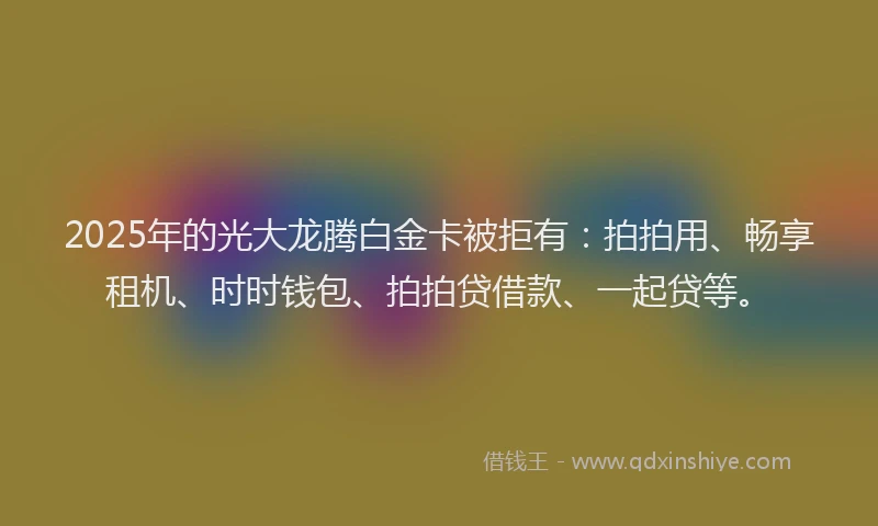 2025年的光大龙腾白金卡被拒有：拍拍用、畅享租机、时时钱包、拍拍贷借款、一起贷等。