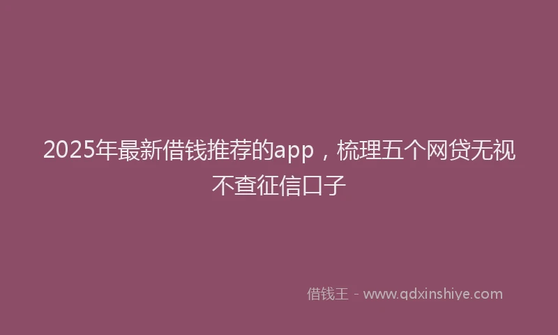 2025年最新借钱推荐的app，梳理五个网贷无视不查征信口子