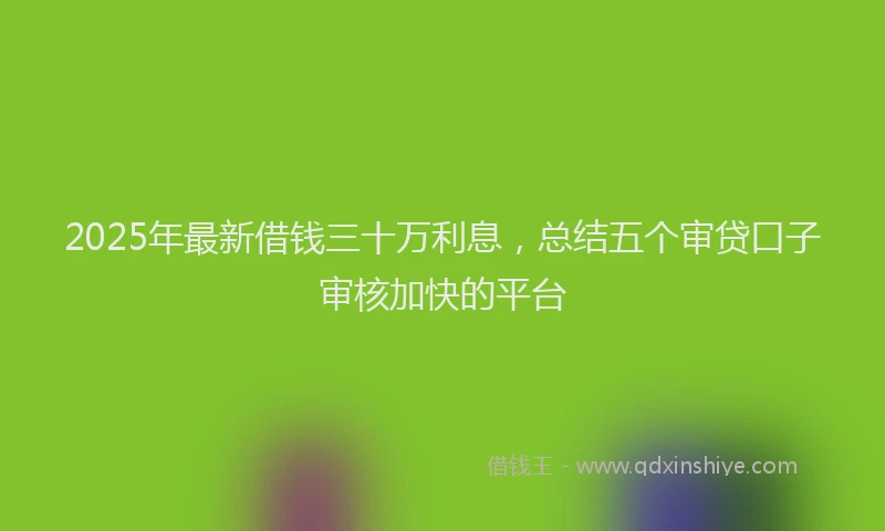 2025年最新借钱三十万利息，总结五个审贷口子审核加快的平台