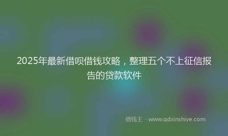 2025年最新借呗借钱攻略，整理五个不上征信报告的贷款软件