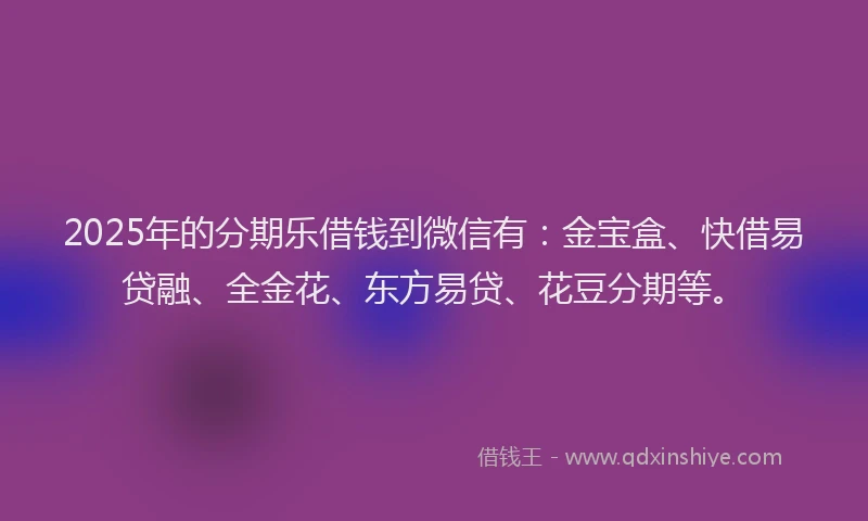 2025年的分期乐借钱到微信有：金宝盒、快借易贷融、全金花、东方易贷、花豆分期等。