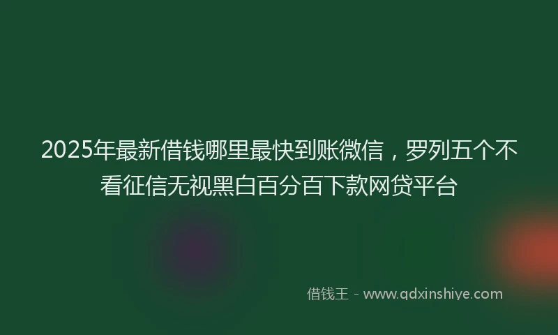 2025年最新借钱哪里最快到账微信，罗列五个不看征信无视黑白百分百下款网贷平台