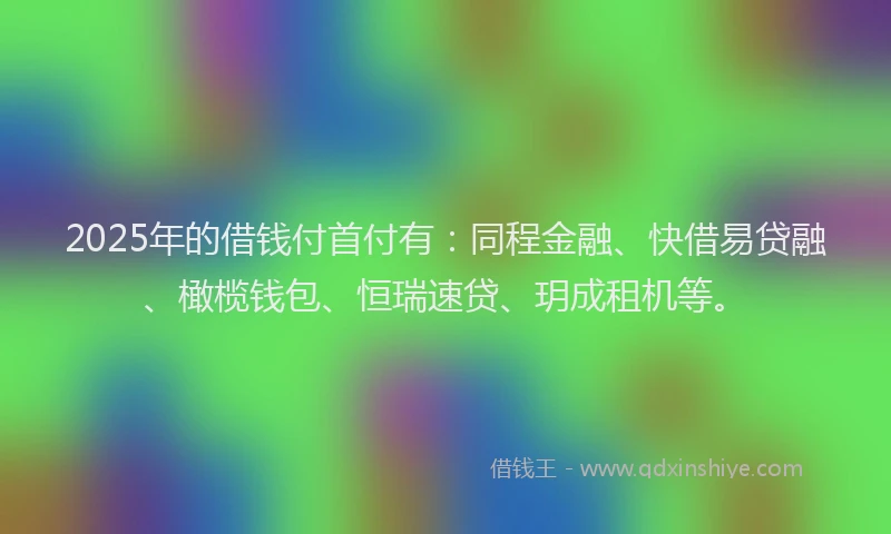 2025年的借钱付首付有：同程金融、快借易贷融、橄榄钱包、恒瑞速贷、玥成租机等。
