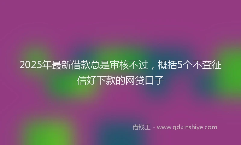 2025年最新借款总是审核不过，概括5个不查征信好下款的网贷口子