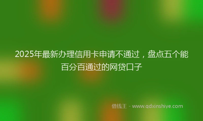 2025年最新办理信用卡申请不通过，盘点五个能百分百通过的网贷口子