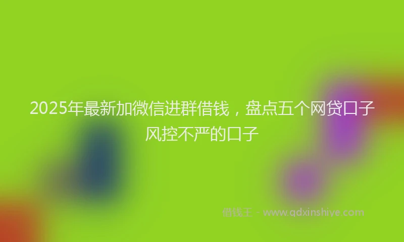 2025年最新加微信进群借钱，盘点五个网贷口子风控不严的口子