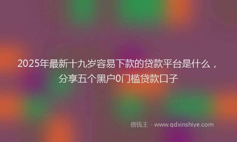 2025年最新十九岁容易下款的贷款平台是什么，分享五个黑户0门槛贷款口子
