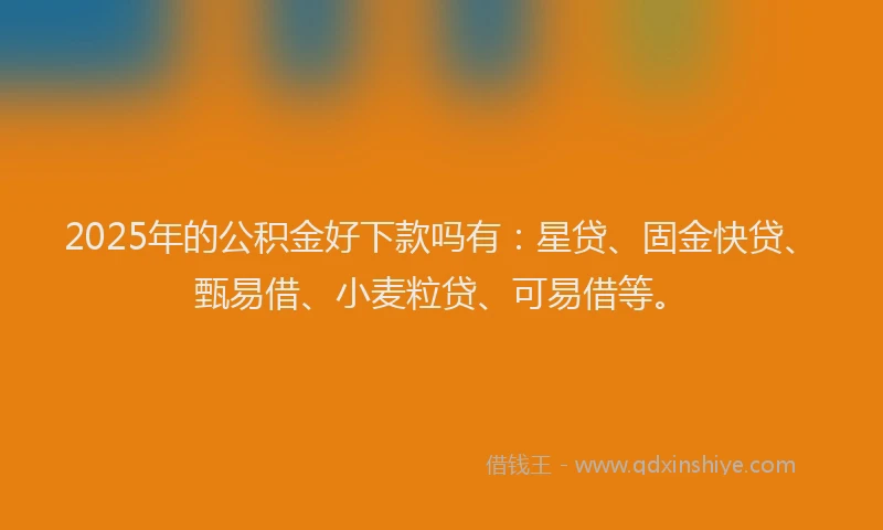 2025年的公积金好下款吗有：星贷、固金快贷、甄易借、小麦粒贷、可易借等。