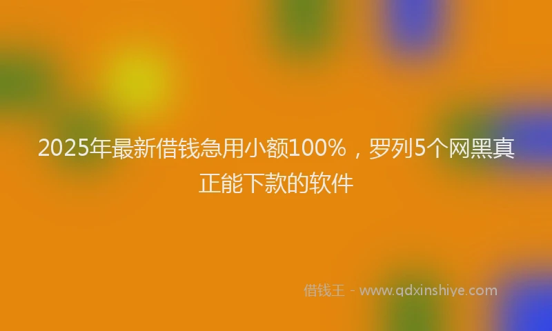2025年最新借钱急用小额100%，罗列5个网黑真正能下款的软件
