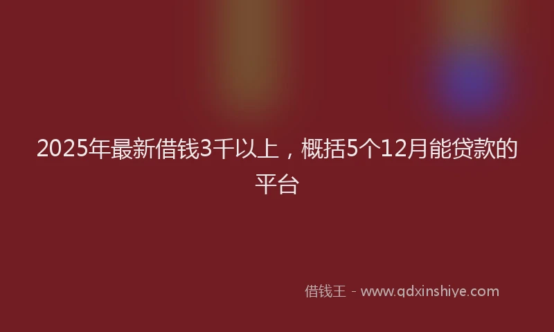 2025年最新借钱3千以上，概括5个12月能贷款的平台