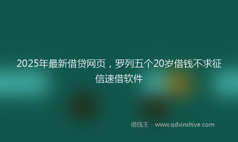 2025年最新借贷网页，罗列五个20岁借钱不求征信速借软件
