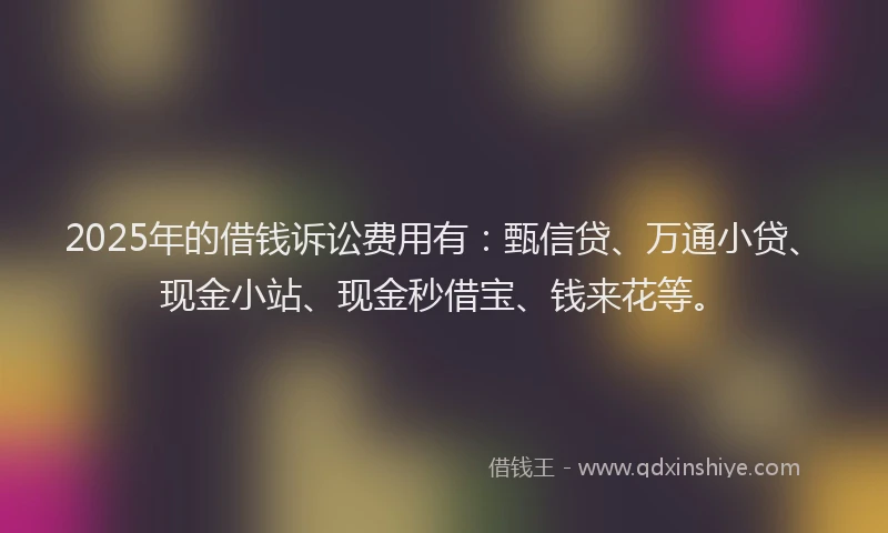 2025年的借钱诉讼费用有：甄信贷、万通小贷、现金小站、现金秒借宝、钱来花等。