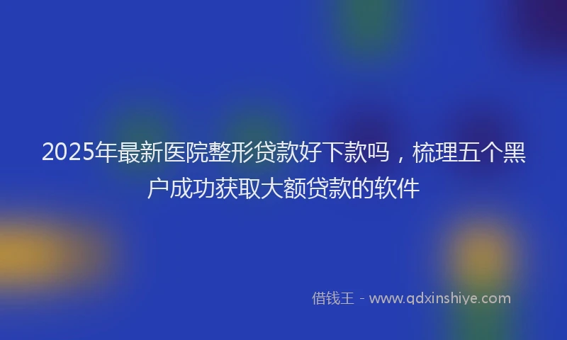 2025年最新医院整形贷款好下款吗，梳理五个黑户成功获取大额贷款的软件